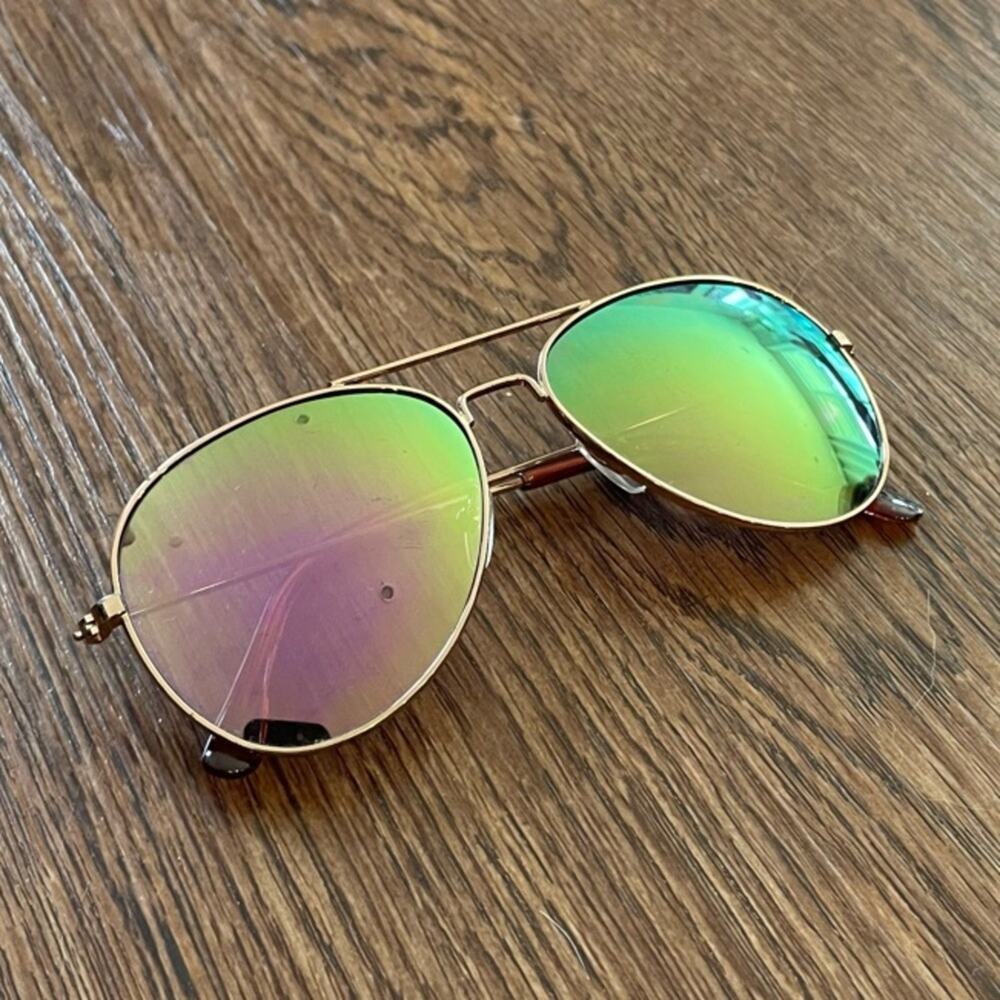 JOYFOLIE Aviator Sunglasses with Rainbow Lenses for Little Girls